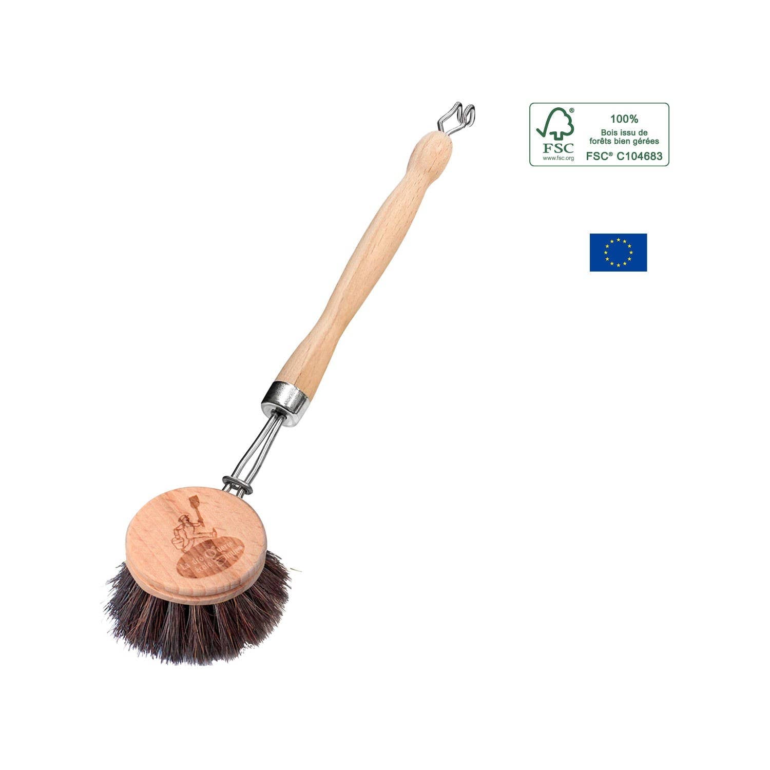 Horsehair Wooden Dish Brush Refillable - La Droguerie