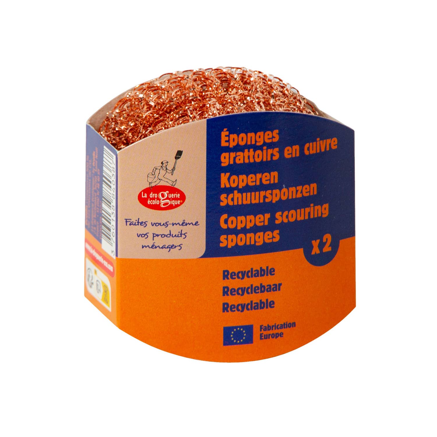 Copper Steel Wool Scrubbing Sponge Scraper - Pack of 2