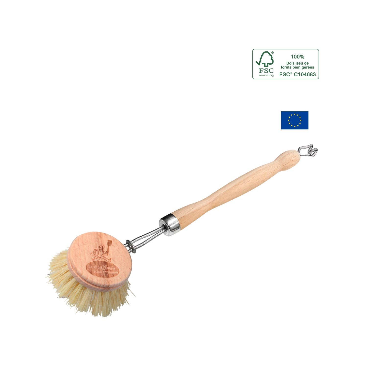 Refillable Wooden Dish Brush with Natural Fibers