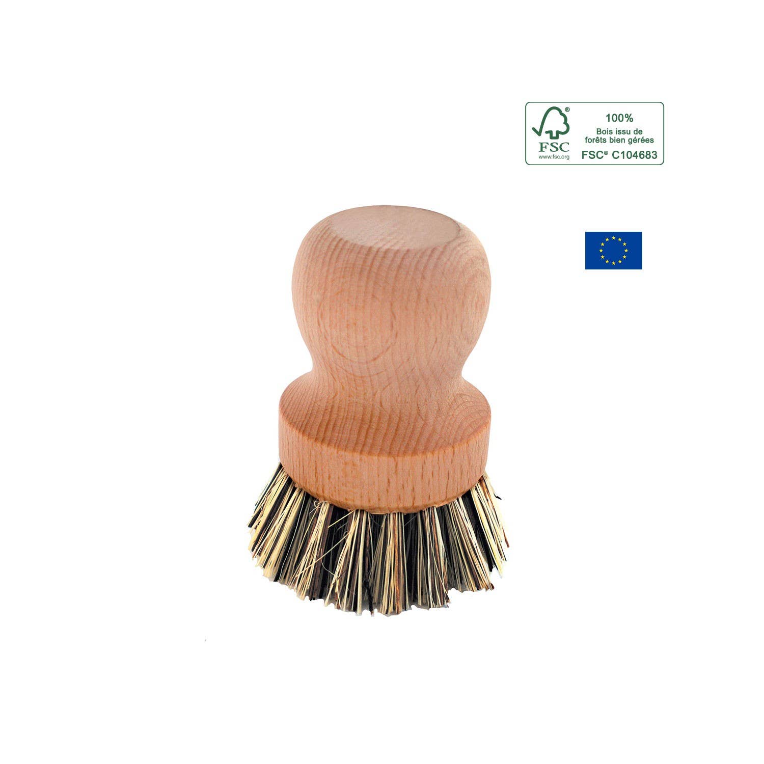 Wooden natural-fiber pot and dish brush
