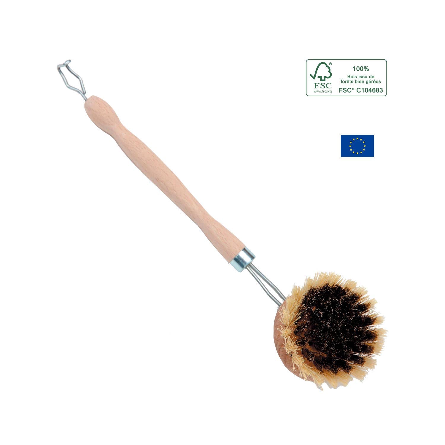 Refillable Brass Dish Brush with Natural Fibers