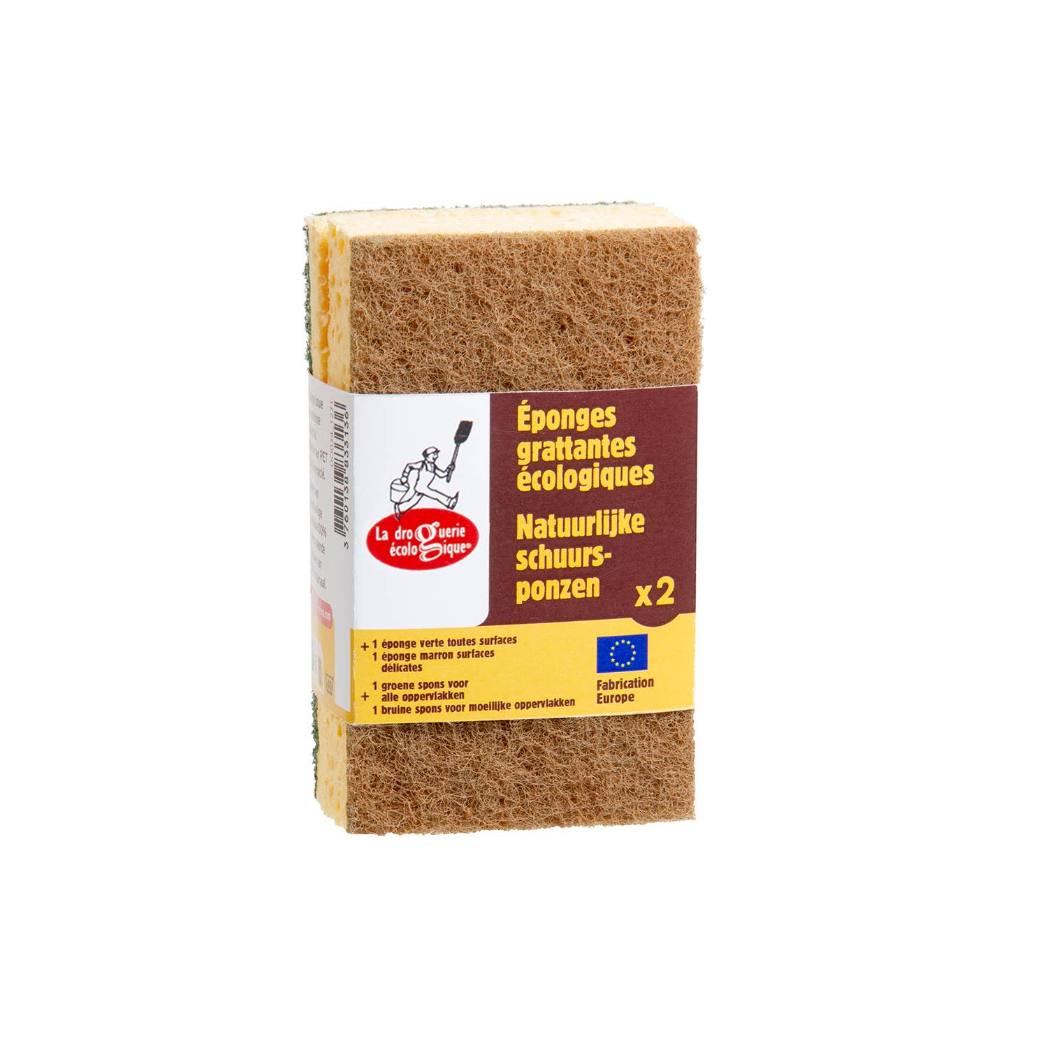 Eco Scrubbing Sponges Green and Brown - Pack of 2